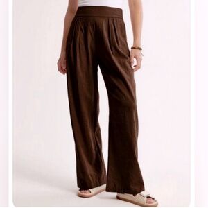 Abercrombie & Fitch Wide Leg Linen Pants